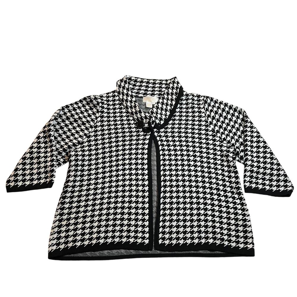 Maurada Houndstooth Knit Open Front Cardigan Size… - image 1